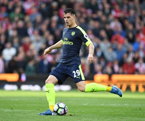 Stoke City V Arsenal 2016-17 Prints: Granit Xhaka in Action: Stoke City vs Arsenal, Premier League 2016-17