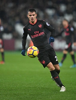 West Ham United V Arsenal 2017-18 Prints: Granit Xhaka in Action: West Ham United vs Arsenal, Premier League 2017-18
