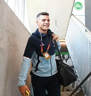 FC Zurich V Arsenal 2022-23 Prints: Granit Xhaka Arrives at Kybunpark Ahead of FC Zurich Clash in UEFA Europa League (2022-23)