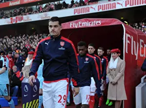 Arsenal V Burnley 2016-17 Prints: Granit Xhaka (Arsenal) before the match. Arsenal 2: 1 Burnley