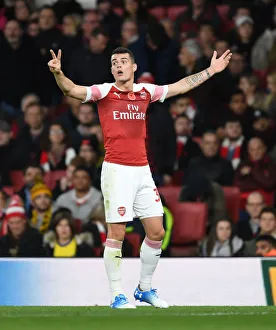 Arsenal V Wolverhampton Wanderers 2018-19 Prints: Granit Xhaka: Arsenal Midfielder in Action