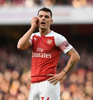 Arsenal V Burnley 2018-19 Prints: Granit Xhaka: Arsenal Midfielder in Action Against Burnley, Premier League 2018-19