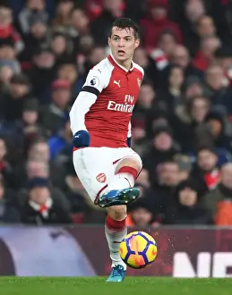Arsenal V Crystal Palace 2017-18 Prints: Granit Xhaka: Arsenal Midfielder in Action Against Crystal Palace, Premier League 2017-18