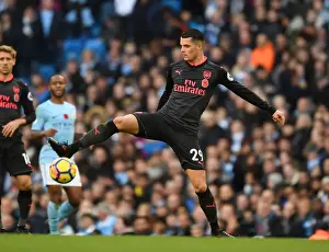 Manchester City V Arsenal 2017-18 Prints: Granit Xhaka: Arsenal Midfielder in Action Against Manchester City (2017-18)