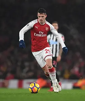 Arsenal V Newcastle United 2017-18 Prints: Granit Xhaka: Arsenal Midfielder in Action against Newcastle United