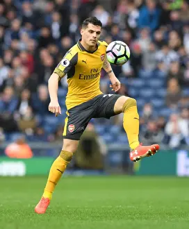 West Bromwich Albion V Arsenal 2016-17 Prints: Granit Xhaka: Arsenal Midfielder in Action against West Bromwich Albion