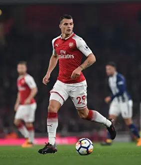 Arsenal V West Bromwich Albion 2017-18 Prints: Granit Xhaka: Arsenal Midfielder in Action Against West Bromwich Albion