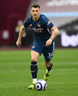 Granit Xhaka: Arsenal Midfielder in Action against West Ham United, Premier League 2020-21