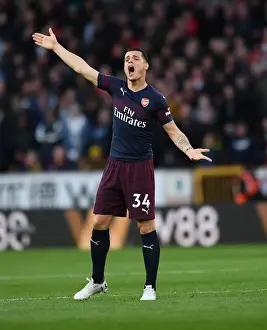 Wolverhampton Wanderers V Arsenal 2018-19 Prints: Granit Xhaka: Arsenal Midfielder in Action Against Wolverhampton Wanderers