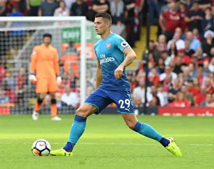 Liverpool V Arsenal 2017-18 Prints: Granit Xhaka: Arsenal Midfielder Faces Off Against Liverpool in Premier League Clash