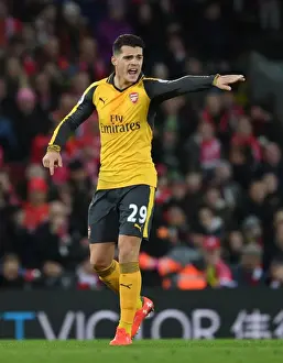 Liverpool V Arsenal 2016-17 Prints: Granit Xhaka: Arsenal Star in Action at Anfield - Premier League 2016-17: Liverpool vs