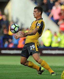 Leicester City V Arsenal 2016-17 Prints: Granit Xhaka: Arsenal Star in Action Against Leicester City, Premier League 2016-17