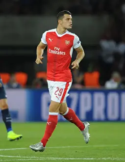 Paris Saint Gernain V Arsenal 2016-17 Prints: Granit Xhaka: Arsenal Star in Action against Paris Saint-Germain
