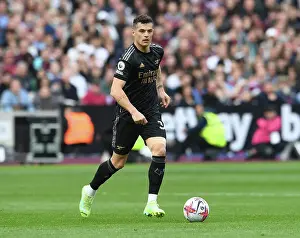 West Ham United V Arsenal 2022-23 Prints: Granit Xhaka: Arsenal's Brilliant Midfield Performance Against West Ham United in Premier League