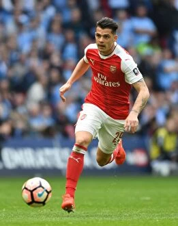 Images Dated 23rd April 2017: Granit Xhaka: Arsenal's FA Cup Semi-Final Battle against Manchester City