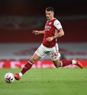 Images Dated 19th September 2020: Granit Xhaka: Arsenal's Midfield Maestro in Action against West Ham United, Premier League 2020-21
