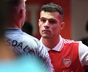 Granit Xhaka: Arsenal's Midfield Maestro in Action against Aston Villa, Premier League 2022-23
