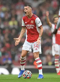 Arsenal V Chelsea 2021-22 Prints: Granit Xhaka: Arsenal's Midfield Maestro in Action Against Chelsea