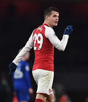 Granit Xhaka: Arsenal's Midfield Maestro in Action Against Everton, Premier League 2017-18