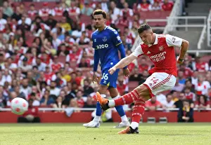 Arsenal V Everton 2021-22 Prints: Granit Xhaka: Arsenal's Midfield Maestro in Action against Everton