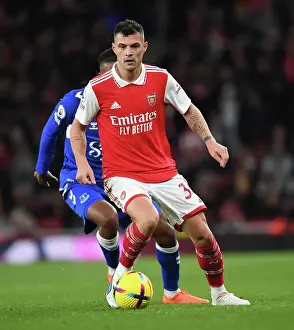 Granit Xhaka: Arsenal's Midfield Maestro in Action Against Everton, Premier League 2022-23
