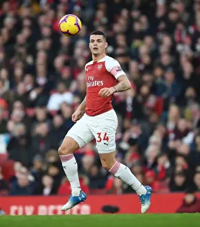 Arsenal V Fulham 2018-19 Prints: Granit Xhaka: Arsenal's Midfield Maestro in Action against Fulham