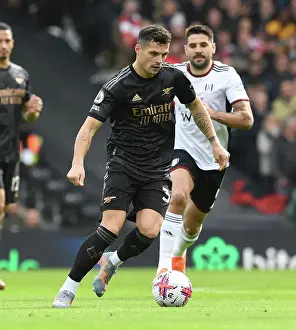 Granit Xhaka: Arsenal's Midfield Maestro in Action against Fulham, Premier League 2022-23