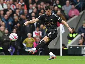 Granit Xhaka: Arsenal's Midfield Maestro in Action against Fulham, Premier League 2022-23