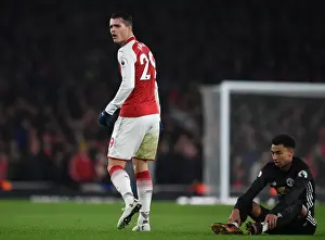 Arsenal V Manchester United 2017-18 Prints: Granit Xhaka: Arsenal's Midfield Maestro in Action Against Manchester United