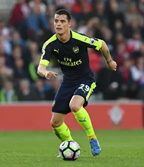 Southampton V Arsenal 2016-17 Prints: Granit Xhaka: Arsenal's Midfield Maestro in Action vs Southampton (Premier League 2016-17)
