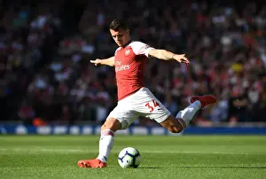 Arsenal V Watford 2018-19 Prints: Granit Xhaka: Arsenal's Midfield Maestro in Action Against Watford