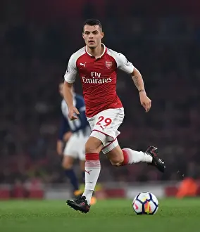 Arsenal V West Bromwich Albion 2017-18 Prints: Granit Xhaka: Arsenal's Midfield Maestro in Action against West Bromwich Albion