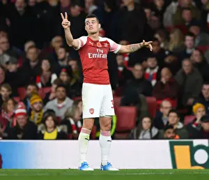 Arsenal V Wolverhampton Wanderers 2018-19 Prints: Granit Xhaka: Arsenal's Midfield Maestro in Action Against Wolverhampton Wanderers