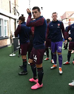 Fulham V Arsenal 2018-19 Prints: Granit Xhaka: Arsenal's Midfield Maestro at Craven Cottage (Fulham v Arsenal 2018-19)