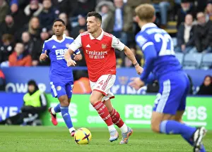 Leicester City V Arsenal 2022-23 Prints: Granit Xhaka: Arsenal's Midfield Maestro Shines in Premier League Clash Against Leicester City