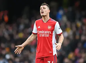 Watford V Arsenal 2021-22 Prints: Granit Xhaka: Arsenal's Midfield Maestro Shines in Premier League Clash Against Watford