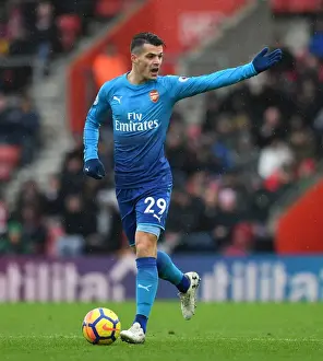 Southampton V Arsenal 2017-18 Prints: Granit Xhaka: Arsenal's Midfield Maestro Shines Against Southampton