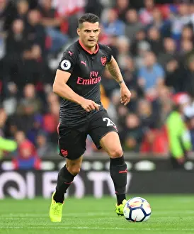 Stoke City V Arsenal 2017-18 Prints: Granit Xhaka: Arsenal's Midfield Maestro Shines Against Stoke City