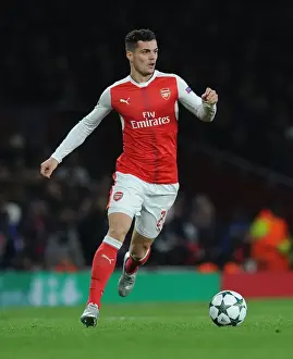 Arsenal V Paris Saint-Germain 2016-17 Prints: Granit Xhaka: Arsenal's Midfield Maestro vs Paris Saint-Germain