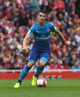 Arsenal v Benfica - Emirates Cup 2017-18 Collection: Granit Xhaka: Arsenal's Midfield Mastermind in Action against SL Benfica, Emirates Cup 2017-18
