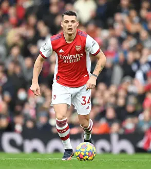 Granit Xhaka: Arsenal's Midfield Mastermind in Action against Brentford, Premier League 2021-22