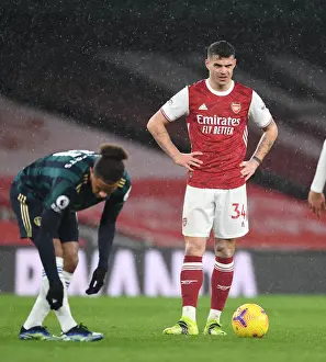 Arsenal V Leeds United 2020-21 Prints: Granit Xhaka: Arsenal's Midfield Mastermind in Action against Leeds United