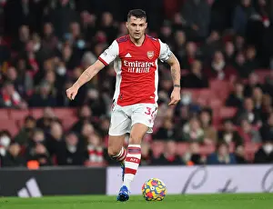Arsenal V West Ham United 2021-22 Prints: Granit Xhaka: Arsenal's Midfield Mastermind in Action vs