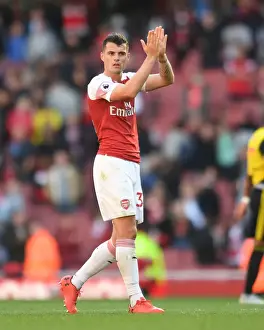 Arsenal V Watford 2018-19 Prints: Granit Xhaka: Arsenal's Steadfast Midfielder Amidst Arsenal FC vs