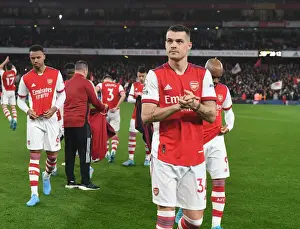 Arsenal V Liverpool 2021-22 Prints: Granit Xhaka: Arsenal's Steely Gaze Ahead of Arsenal vs Liverpool Clash (Premier League 2021-22)