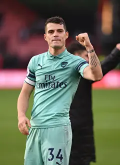 AFC Bournemouth V Arsenal 2018-19 Prints: Granit Xhaka Celebrates Arsenal's Win Against AFC Bournemouth, 2018-19 Premier League