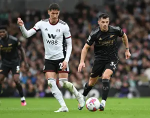 Granit Xhaka Closes Down Sasa Lukic: Intense Moment from Fulham vs. Arsenal Premier League Clash (2022-23)