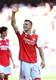 Granit Xhaka Embraces Family After Arsenal's Win Against Leicester City (Arsenal v Leicester City 2022-23)