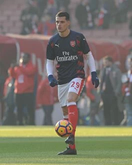 Arsenal v Burnley 2016-17 Collection: Granit Xhaka: Focused and Ready before Arsenal's 2-1 Victory over Burnley