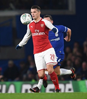 Chelsea V Arsenal - Carabao Cup 1/2 Final 1st Leg 2017-18 Prints: Granit Xhaka Leads Arsenal in Carabao Cup Semi-Final Showdown Against Chelsea